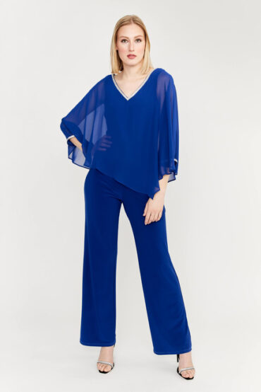 Kobaltblauw jersey chiffon jumpsuit – De stijlvolle keuze voor elke gelegenheid